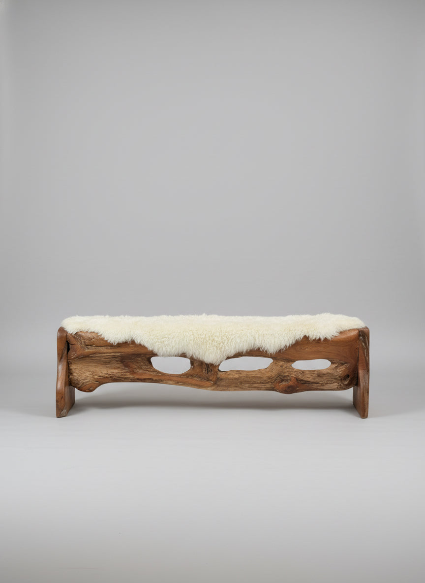 Live Edge Teak Driftwood Bench