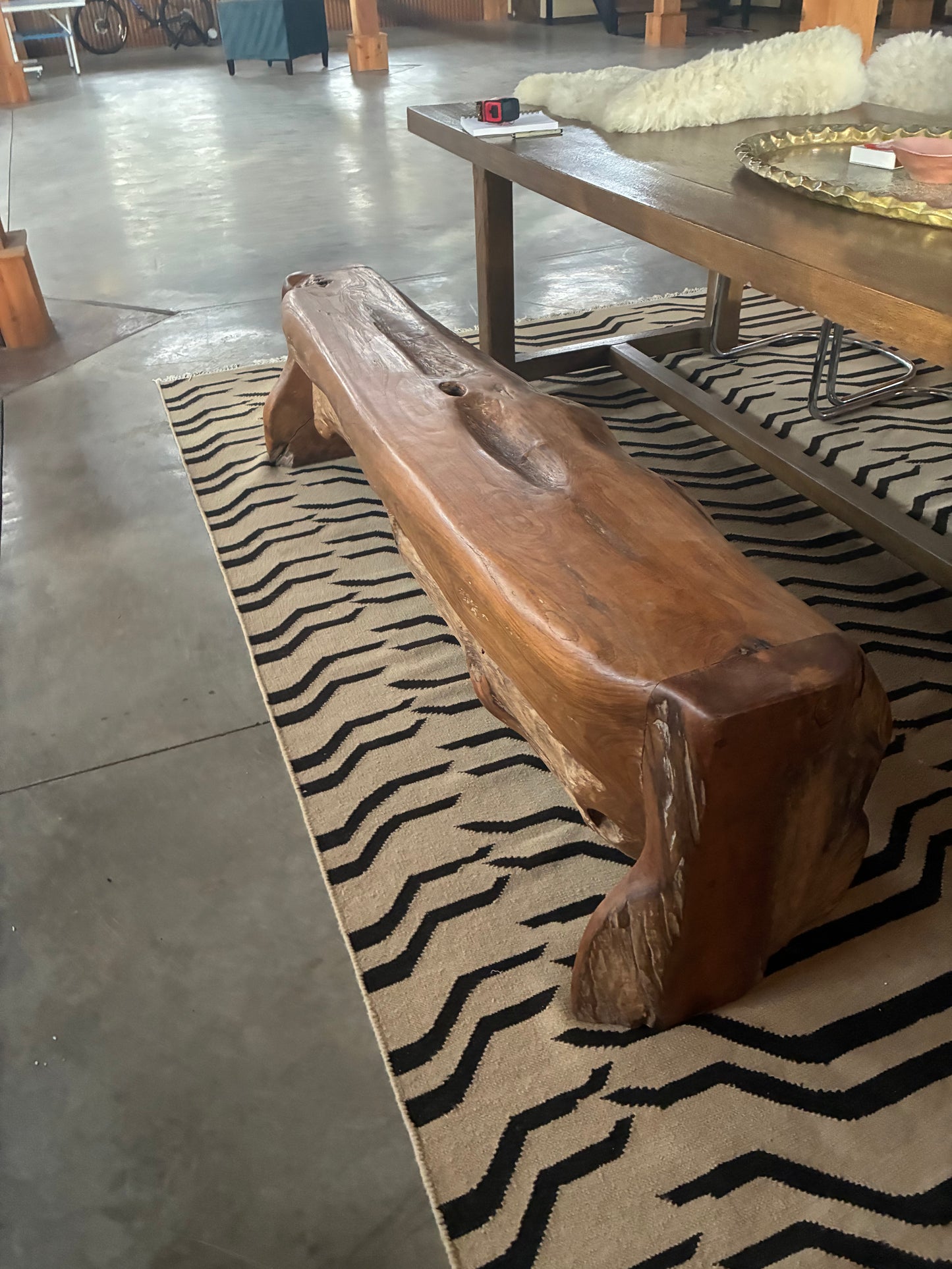 Live Edge Teak Driftwood Bench