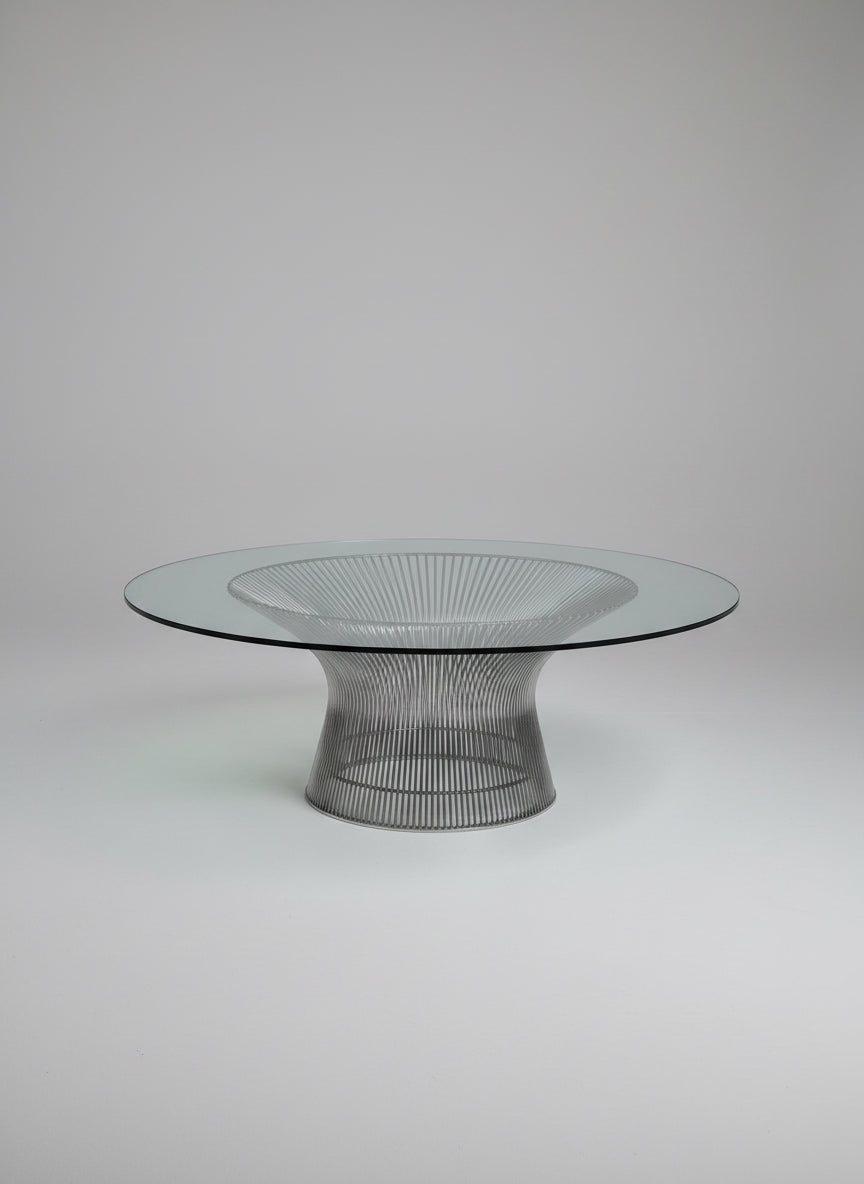 Warren Platner Glass and Chrome Coffee Table by Knoll