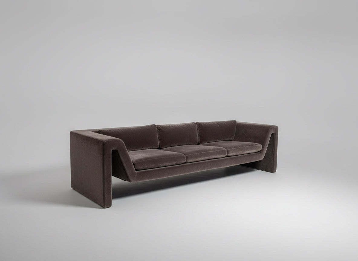 CB2 Perimeter Faux Mohair Fabric Sofa in Espresso