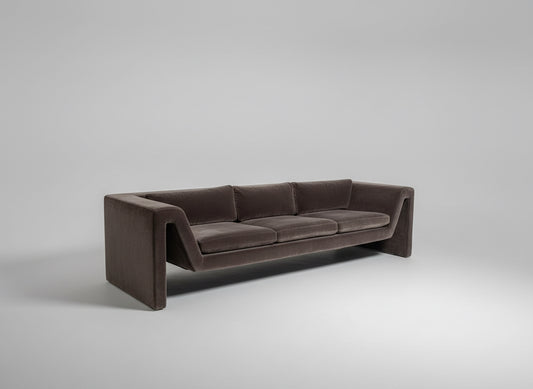 CB2 Perimeter Faux Mohair Fabric Sofa in Espresso