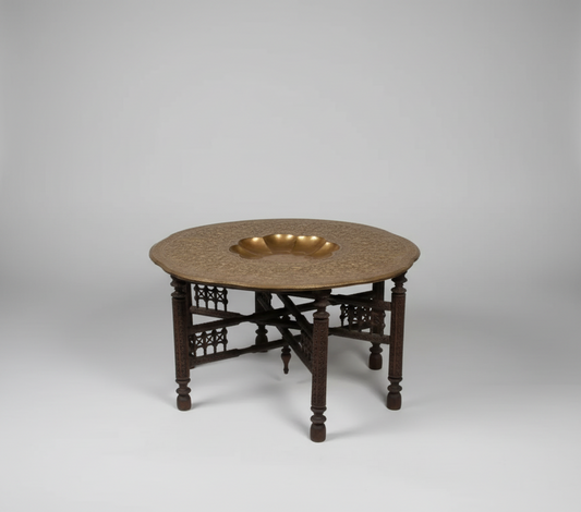 Vintage Moroccan Brass Tray Table